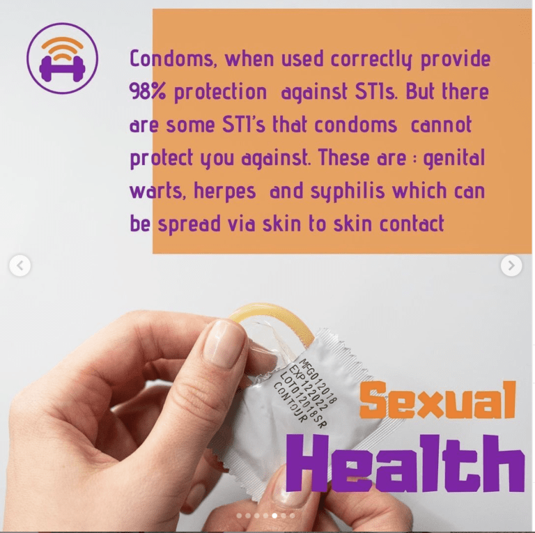 Sexual Health: Close up of hands opening a condom. Read caption for text overlay