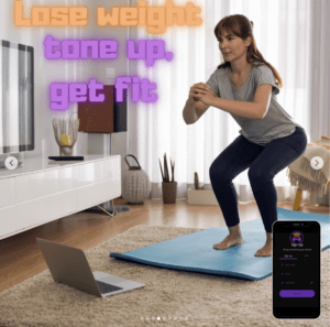 Lose weight, get fit woman squat home workout