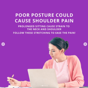 Purple image card shows a woman sitting at a desk and working on her laptop. Please refer to image caption for text | Fit4Mii App