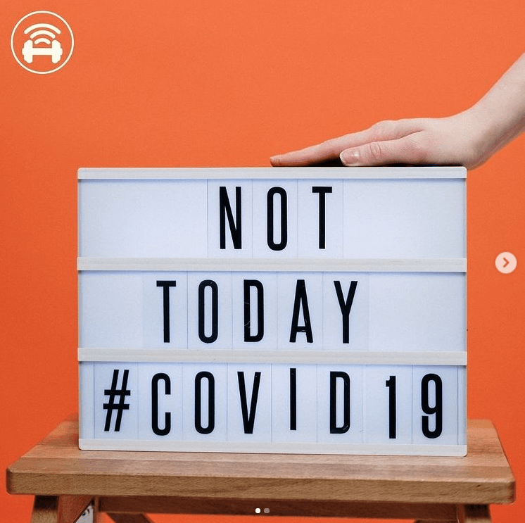 Orange image card with text "Not Today #Covid19"